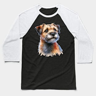 Border Terrier Watercolor - Beautiful Dog Baseball T-Shirt